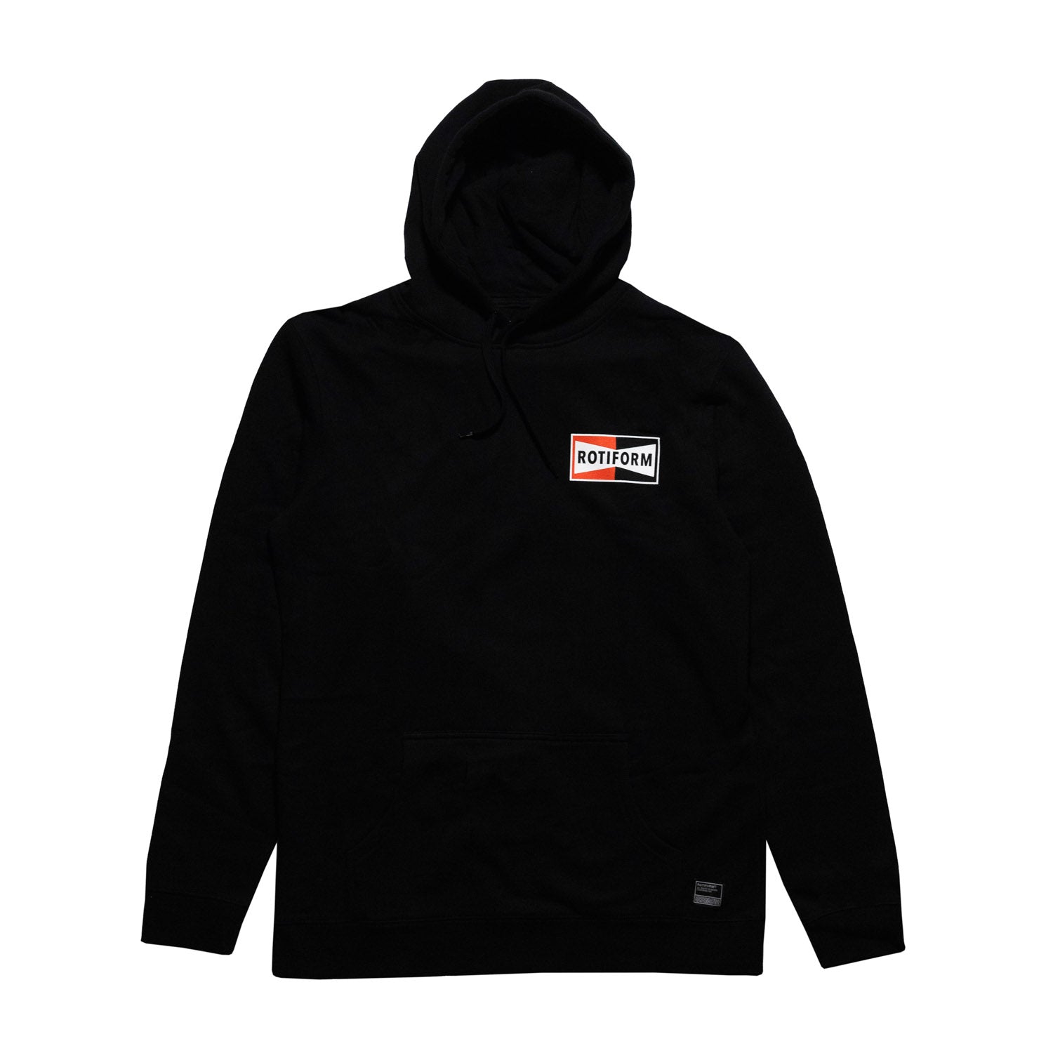 Rotiform NEED THAT PLUG Pullover Hoodie in black, featuring a front graphic design with bold text.