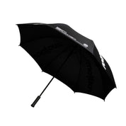 Black Rotiform SHADE SEEKER umbrella featuring bold branding, designed for automotive enthusiasts and outdoor use.