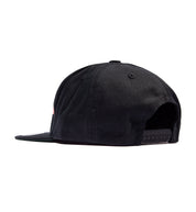 Rotiform STAPLE Snapback Hat featuring a black design with a prominent Rotiform logo on the front, displayed from a back-angled view.