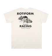 Rotiform Racing Gentlemen Short Sleeve Tee in cream color featuring a stylish graphic print on the back.