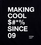 Black hoodie featuring "Rotiform MAKING COOL $#*&" text design on the back.