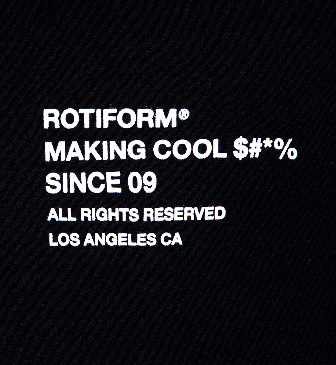Rotiform black hoodie featuring "MAKING COOL $#&*" graphic on the front.