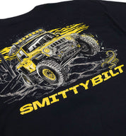 SmittyBilt TRAIL RATED Short Sleeve Tee in black with white logo design on chest.