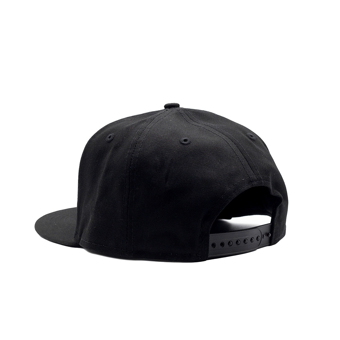 Smittybilt Snapback Hat in black featuring a white logo on the front and adjustable snapback closure.