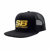 Smittybilt Trucker Hat in black and gray with mesh back and adjustable snap closure.