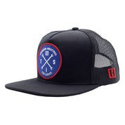 Black trucker hat with a circular patch featuring crossed wrenches, "Hoonigan Industries," and "Tire Slayer" text.