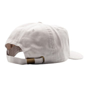 Unstructured white strapback hat with a curved brim and adjustable strap with a brass buckle, featuring "Rotiform MAKING COOL S#*%" embroidery.