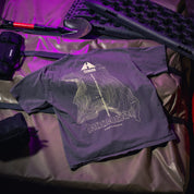 Gray Hoonigan TOPOGRAHPHIC TERRAIN short sleeve t-shirt with a topographic map design and "HOONIGAN" text on the back.