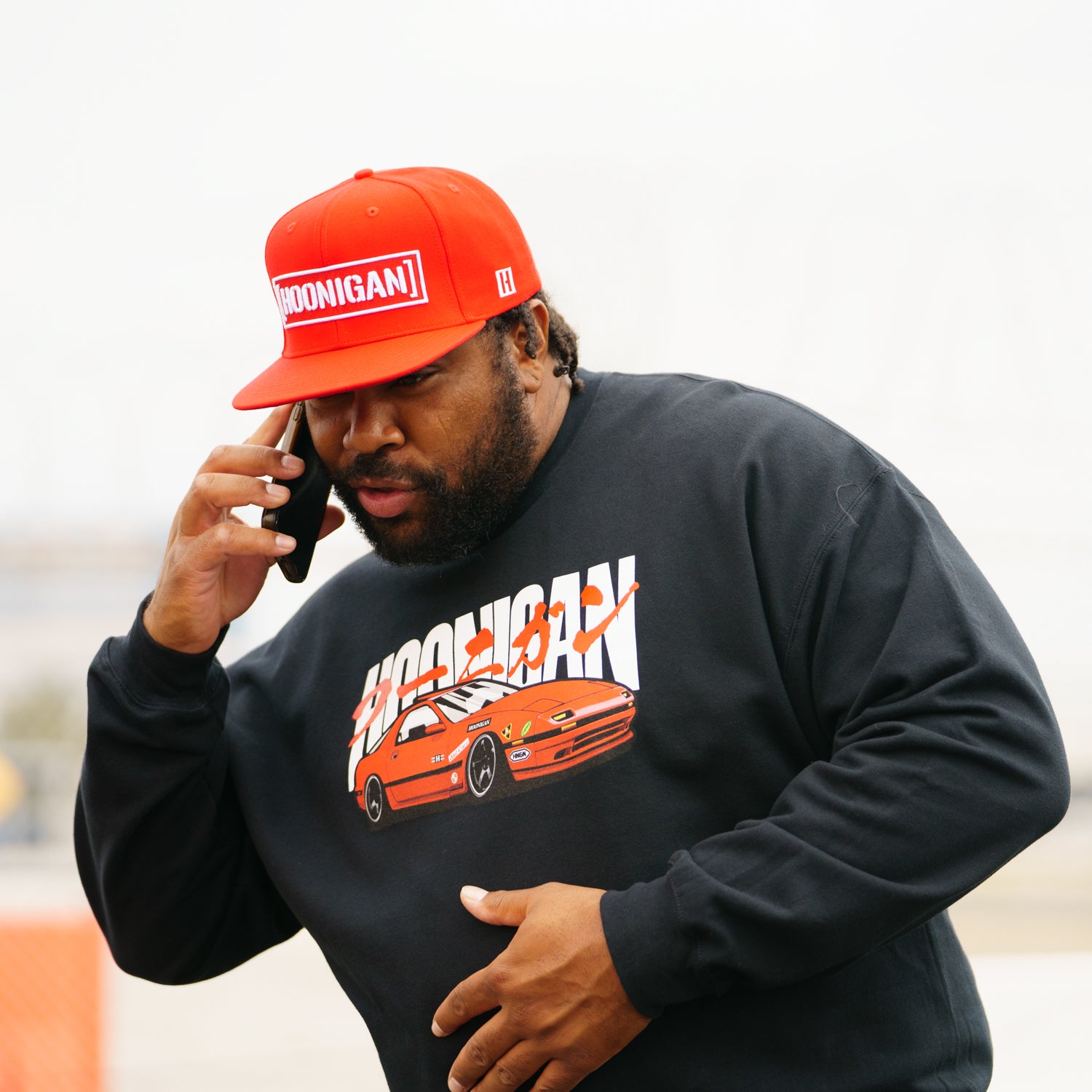 Hoonigan CENSOR BAR Snapback Hat featuring a black cap with a bold white logo on the front and a flat brim design.