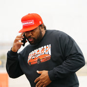 Hoonigan CENSOR BAR Snapback Hat featuring a black cap with a bold white logo on the front and a flat brim design.