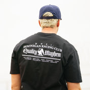 Hoonigan CHAPTERS Short Sleeve Tee in black featuring a bold graphic design on the front.