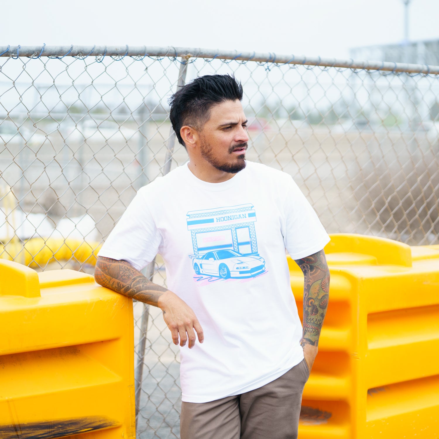 Hoonigan KWIK STOP Short Sleeve Tee in black featuring a bold graphic print on the front.