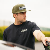 Hoonigan CENSOR BAR Snapback Hat featuring a black design with white embroidered logo on the front.