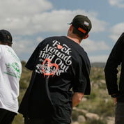 Hoonigan FIND OUT Short Sleeve Tee featuring a graphic print on the front, black color, and a comfortable fit.