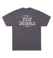 TSW DROPPERS Short Sleeve Tee in charcoal gray with a relaxed fit and back design detail.