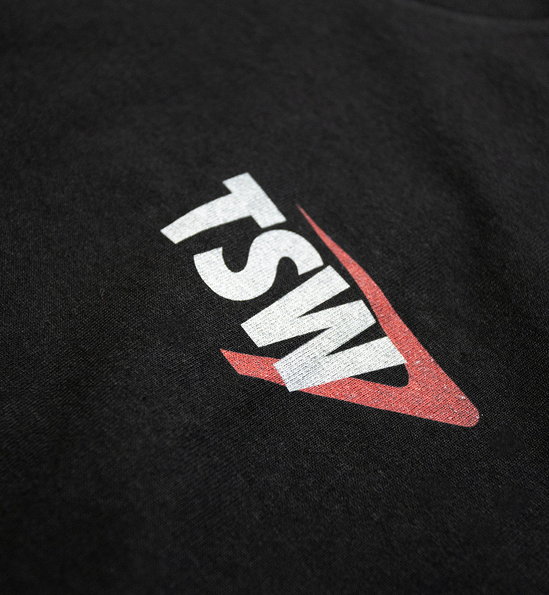 Men's TSW Swoosh Short Sleeve Tee in black, showcasing a front view with the TSW logo prominently displayed in white.