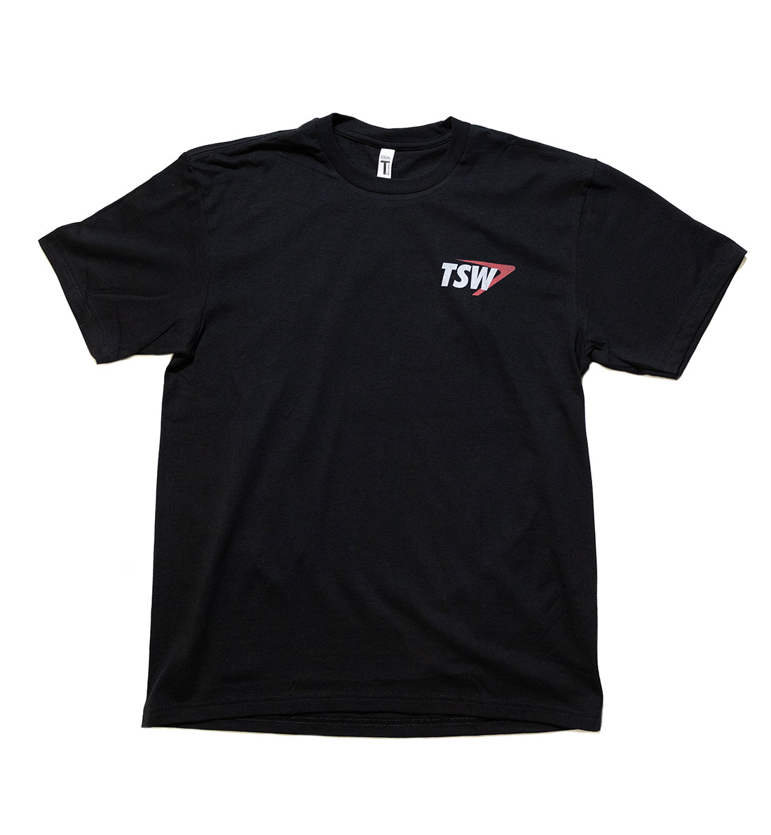 TSW Swoosh Short Sleeve Tee in black, featuring a front logo design and a classic crew neck style.