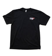 TSW Swoosh Short Sleeve Tee in black, featuring a front logo design and a classic crew neck style.