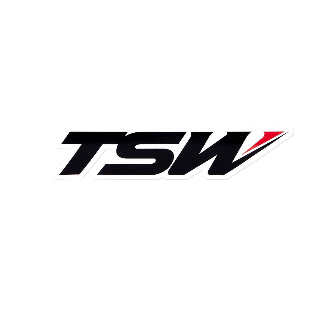 TSW logo sticker featuring a bold design in black and white, ideal for car enthusiasts and branding.