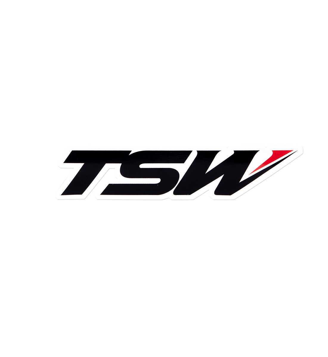 TSW logo sticker featuring a bold design in black and white, ideal for car enthusiasts and branding.