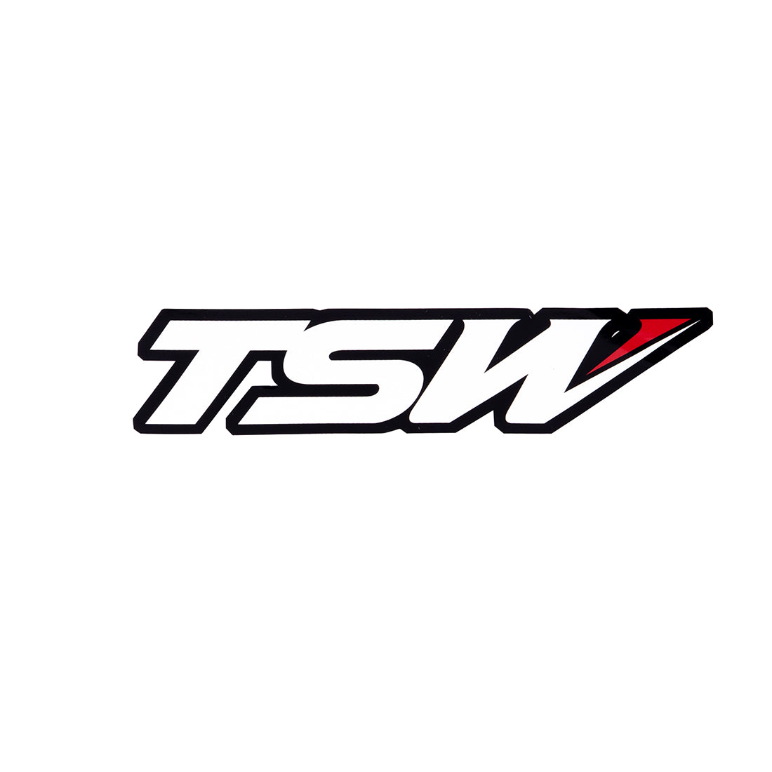TSW logo sticker featuring a bold black and white design, suitable for various surfaces.