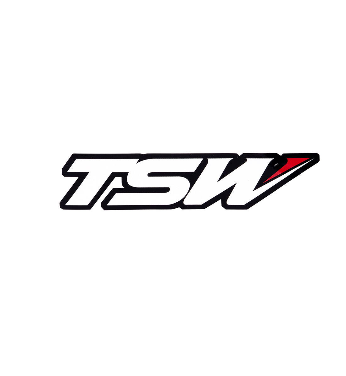TSW logo sticker featuring a bold black and white design, suitable for various surfaces.