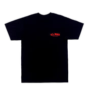 Black short sleeve tee featuring the US Mags logo in red, displayed front view.