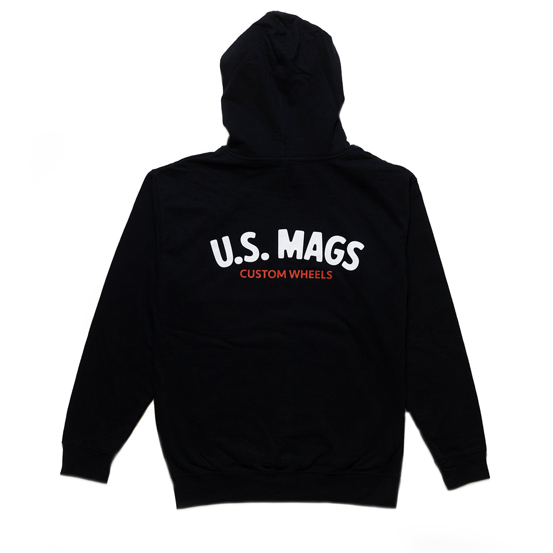 US Mags logo hoodie featuring a bold graphic print on the front, available in a casual style with a drawstring hood and kangaroo pocket.