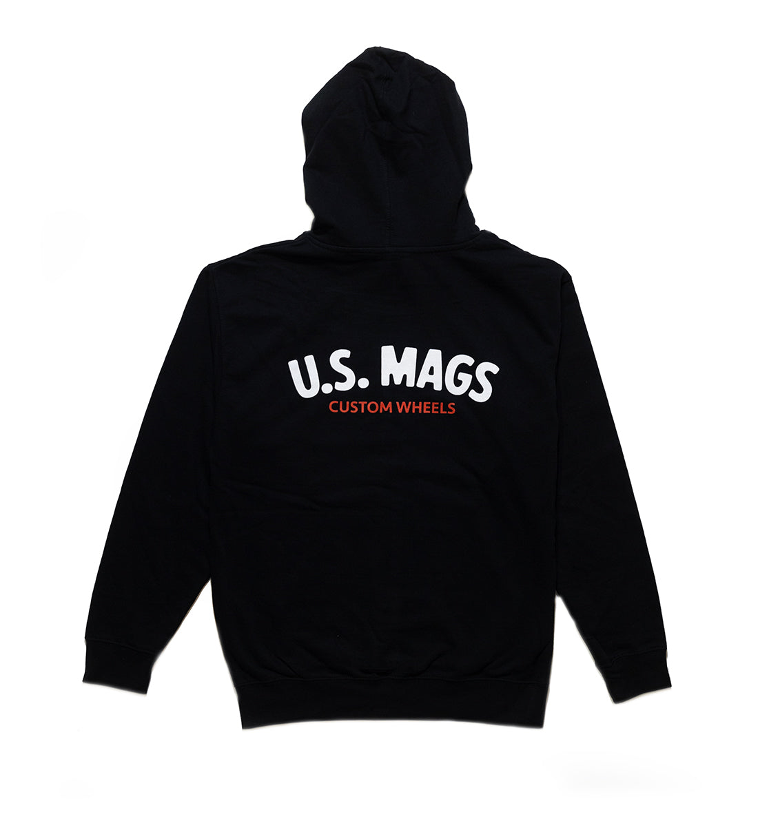 US Mags logo hoodie featuring a bold graphic print on the front, available in a casual style with a drawstring hood and kangaroo pocket.