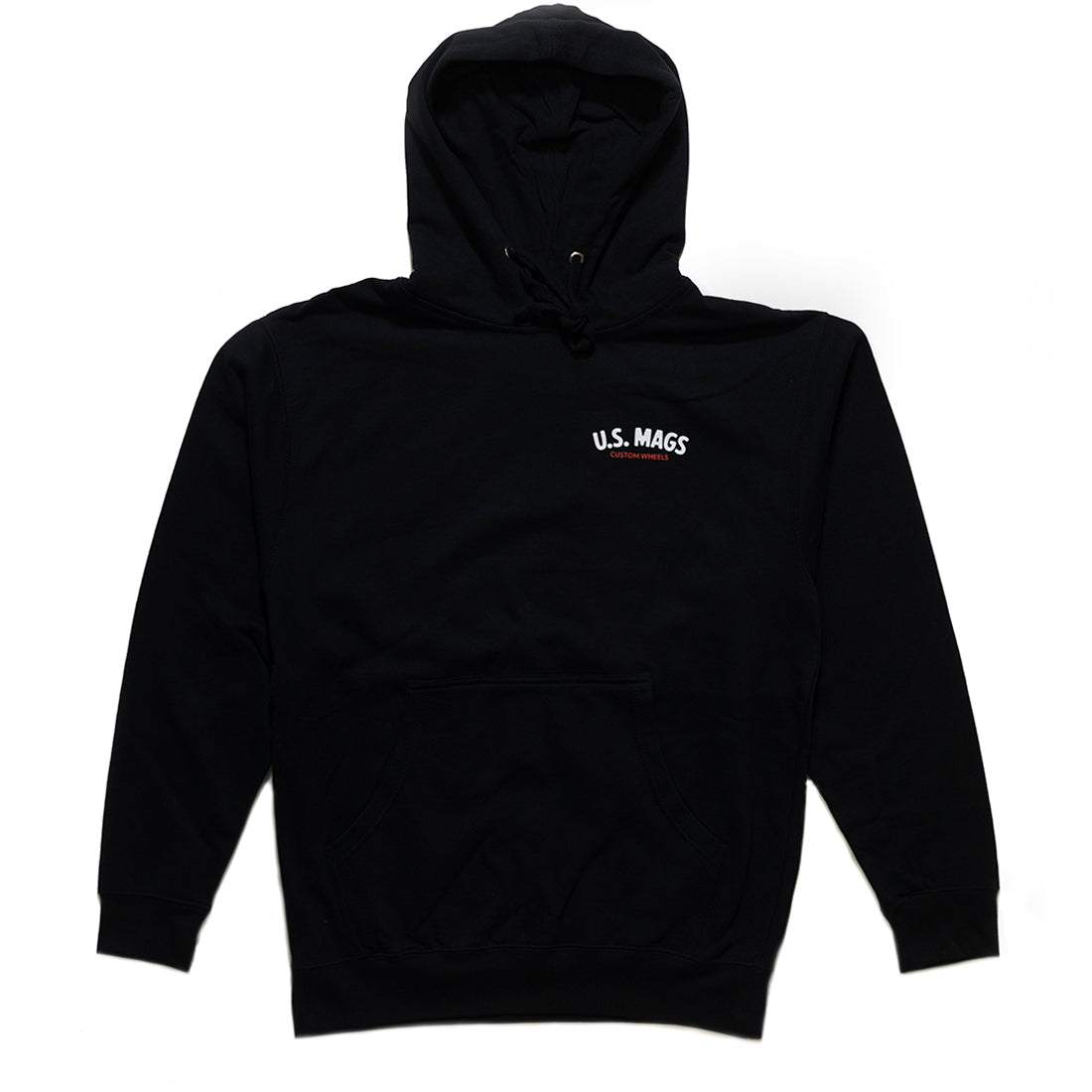 US Mags LOGO Hoodie in black featuring a white US Mags logo on the front.