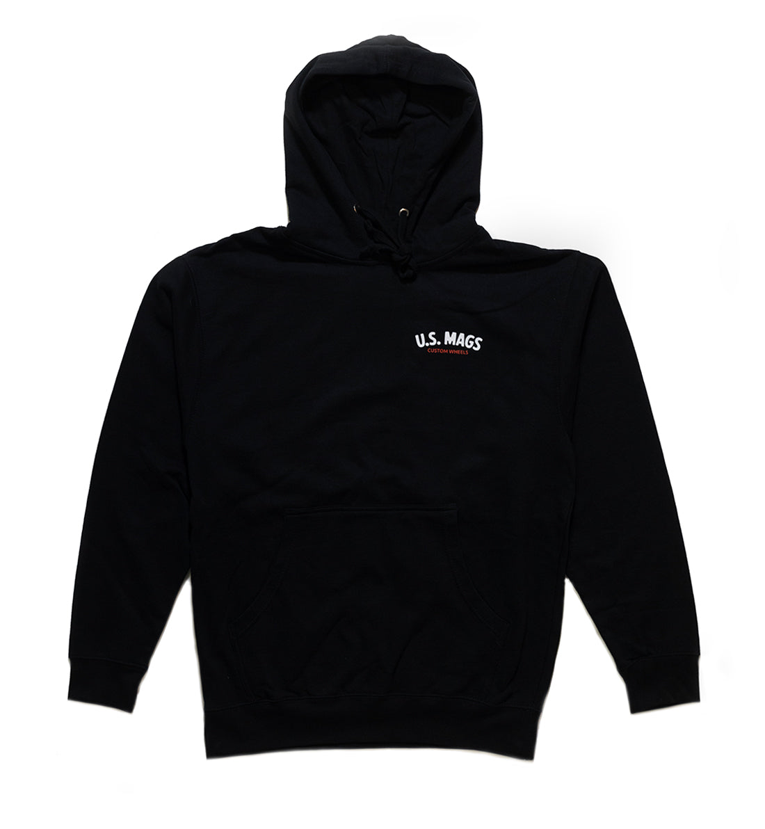 US Mags LOGO Hoodie in black featuring a white US Mags logo on the front.