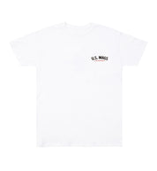 US Mags short sleeve tee in white with black and red logo design on the front.
