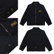 Hoonigan KNUCKLEBUSTERS jacket featuring a black design with white logo detailing on the front and back.
