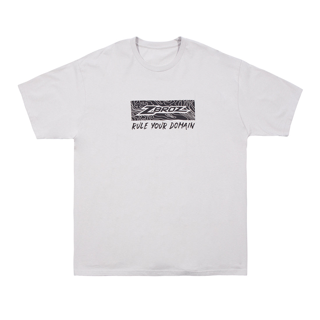 ZBROZ Rule Your Domain Short Sleeve Tee in silver, featuring a bold graphic design on the front.