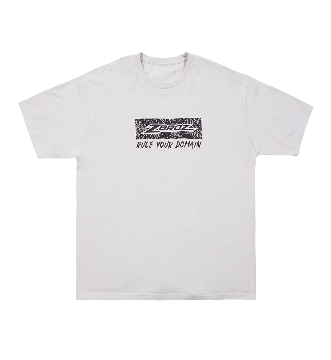 ZBROZ Rule Your Domain Short Sleeve Tee in silver, featuring a bold graphic design on the front.