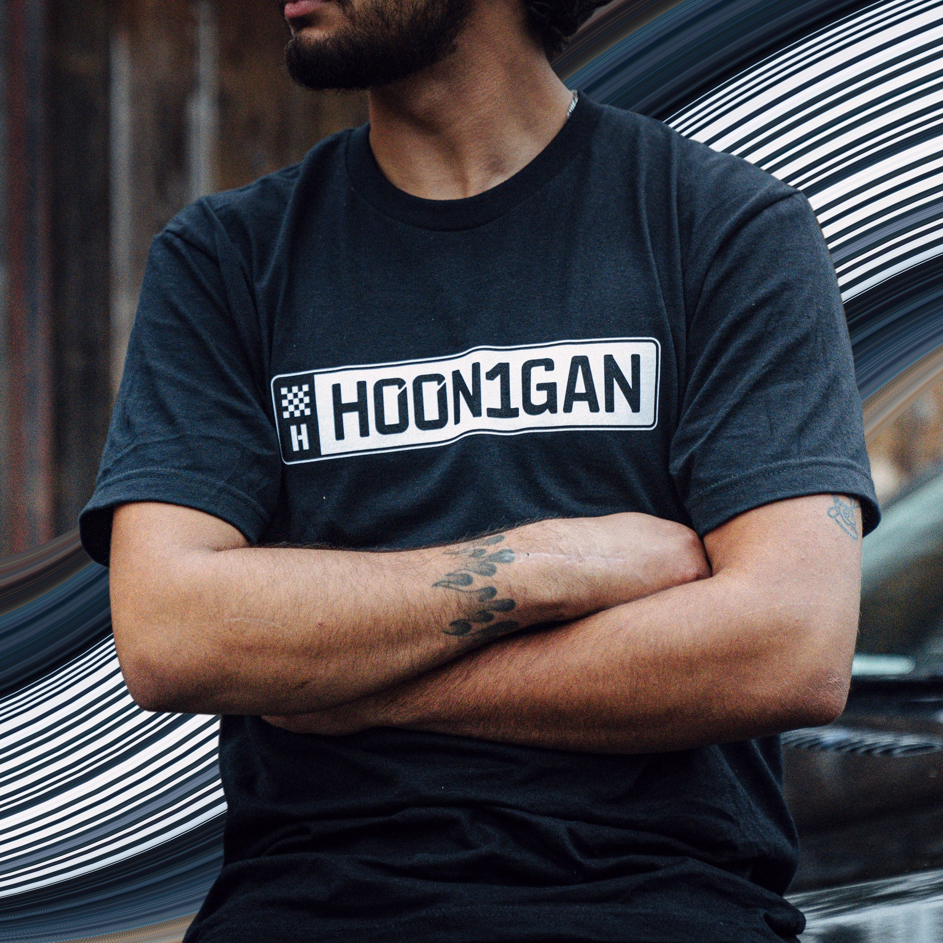Short sleeve Hoonigan AUTOBAN t-shirt featuring a bold logo, perfect for motorsport enthusiasts and car culture fans.