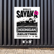 Hoonigan x Sayaka BOMB GIRL poster featuring vibrant artwork, 16"x20" size.