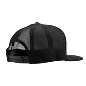 Black trucker hat with mesh back and adjustable strap, featuring "LEGENDS NEVER DIE" embroidered on the front.