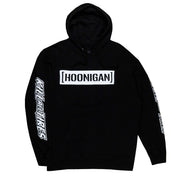 Black pullover hoodie featuring the Hoonigan logo on the front and "KILL ALL TIRES" text on the sleeves.