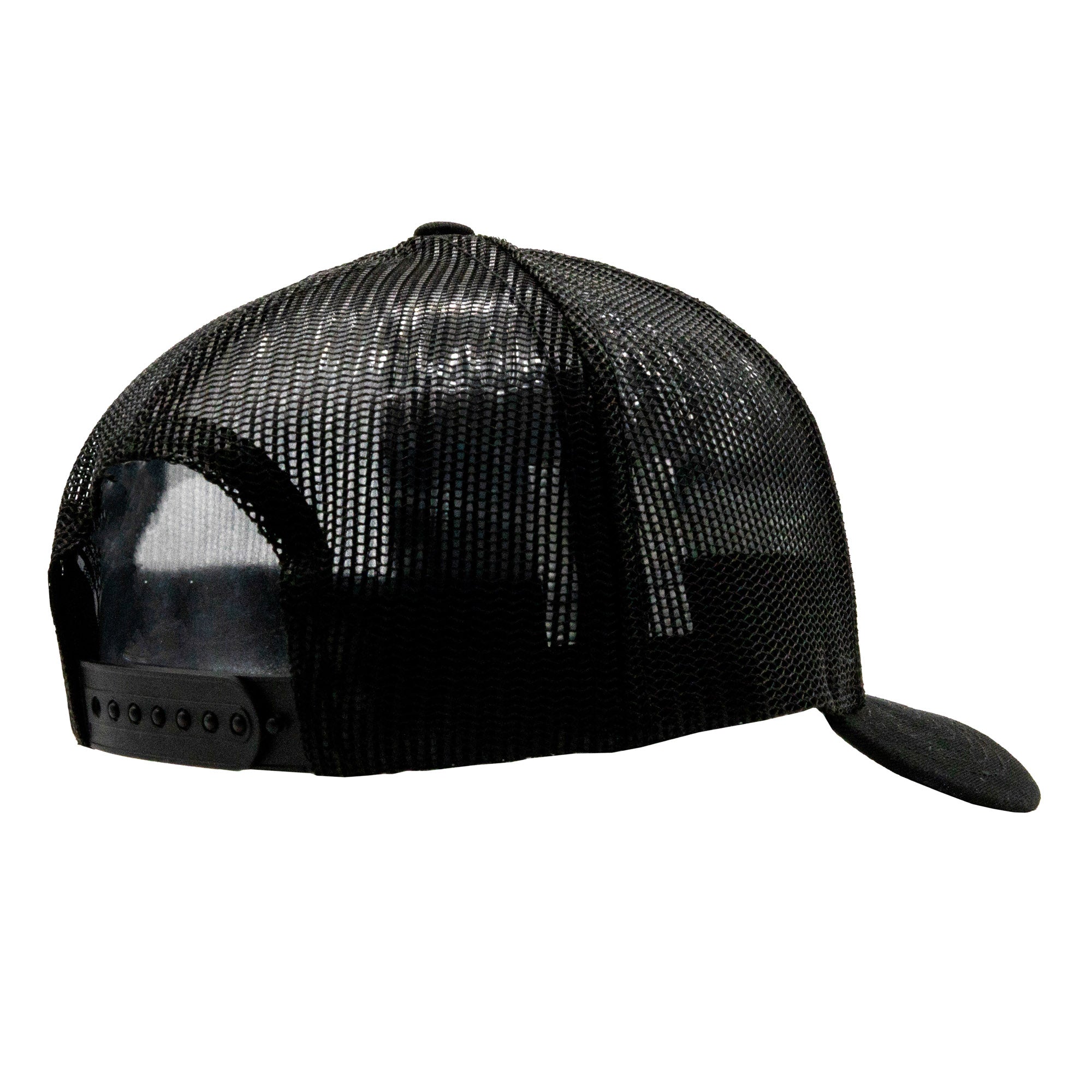 Black trucker hat featuring the MSA Wheels logo, designed for automotive enthusiasts and casual wear.