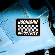 Hoonigan SPRINT sticker featuring a bold black and white design with checkered pattern and "Hoonigan Industries" text.