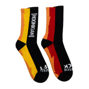 Hoonigan Gymkhana Aussie Shred Livery socks featuring bold colors and a stylish design for motorsport enthusiasts.