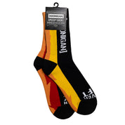 Hoonigan GYMKHANA AUSSIE SHRED LIVERY Socks featuring vibrant colors and bold branding for motorsport enthusiasts.