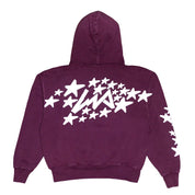 Hoonigan x Lia Block UR STAR Pullover Hoodie in burgundy featuring a star graphic design on the back and sleeve.