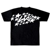 Black short sleeve t-shirt featuring a bold star graphic and the Hoonigan logo on the back, celebrating car culture.