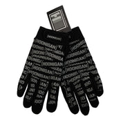 Black Hoonigan gloves featuring a bold scatter logo design, perfect for motorsport enthusiasts and aggressive driving.