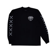 Black long sleeve t-shirt featuring Hoonigan logo on the chest and crossed wrench graphics on the sleeves.