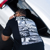 Hoonigan WANGAN C1 Short Sleeve Tee featuring bold graphic design showcasing car culture and aggressive driving.