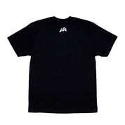 Black short sleeve t-shirt featuring a white Lia Block logo on the back, designed for motorsport enthusiasts.