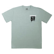 Light green short sleeve t-shirt featuring Hoonigan logo and Shreddy design with a hand graphic and dripping effect.